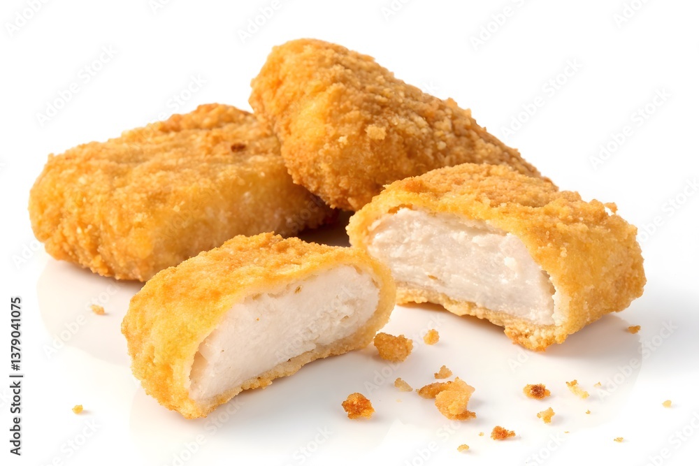 Fried Chicken Nuggets Isolated On White Background Fried Chicken Nuggets Isolated On White Background