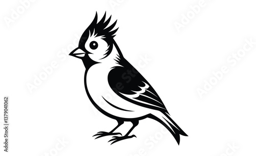 Tufted titmouse bird silhouette