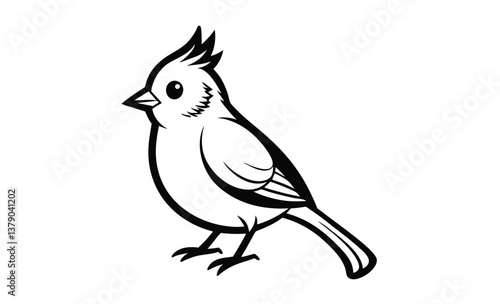 Tufted titmouse bird silhouette