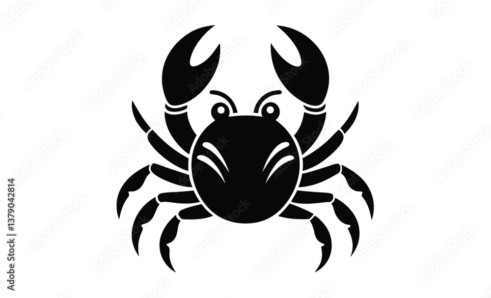Crab with claws raised silhouette