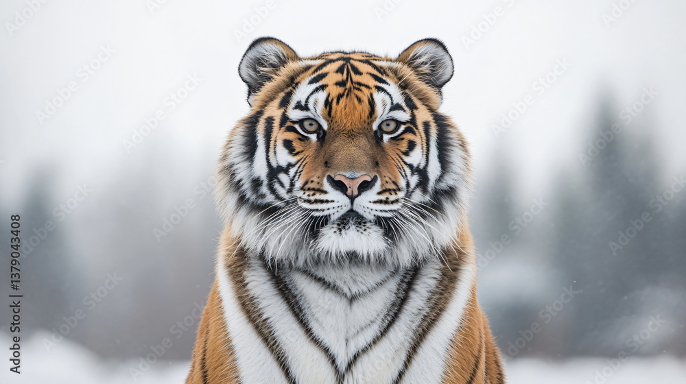 Fototapeta premium close-up of a tiger in the snow