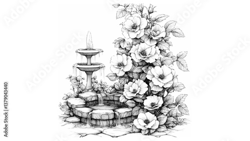 Gallery-Magic Flowers: Relaxing Coloring Pages for Adults and Teens" in Vintage Style