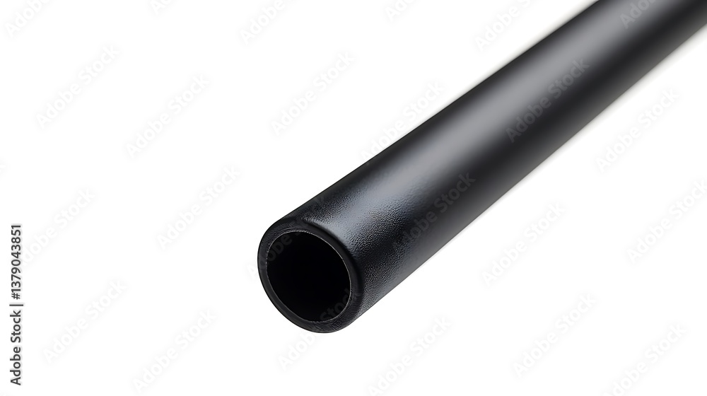 A stylish black reusable silicone drinking straw with a smooth matte finish, ultra-HD, isolated on solid white background. A stylish black reusable silicone drinking straw with a smooth matte finish, ultra-HD, isolated on solid white background.