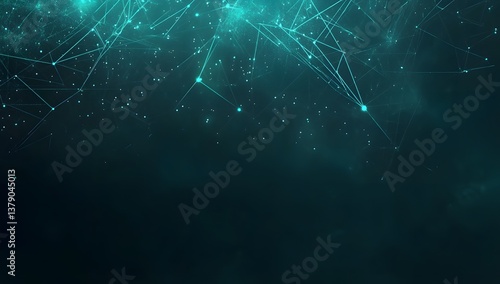 Abstract network background with glowing dots and lines in shades of blue.