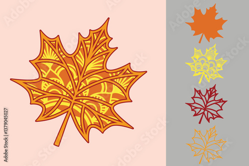 Autumn Leaf multilayered 3d paper craft design for crafting