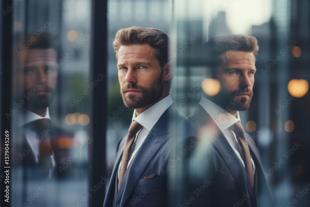 Portrait of Businessman looking out of a window Portrait of Businessman looking out of a window