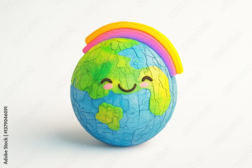 A cute, cracked Earth globe with a rainbow, symbolizing hope and environmental awareness. A cute, cracked Earth globe with a rainbow, symbolizing hope and environmental awareness.
