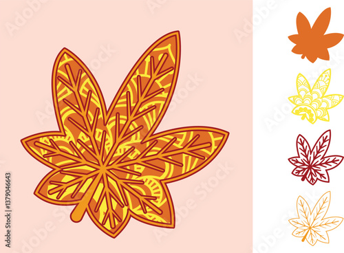 Autumn Leaf multilayered 3d paper craft design for crafting