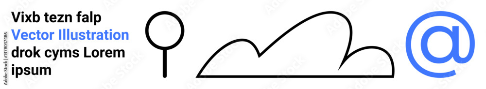Minimal pin, cloud, and at symbol highlighting technology, location, and communication. Ideal for travel, networking, web design, tech data infrastructure cloud computing simple landing page Minimal pin, cloud, and at symbol highlighting technology, location, and communication. Ideal for travel, networking, web design, tech data infrastructure cloud computing simple landing page