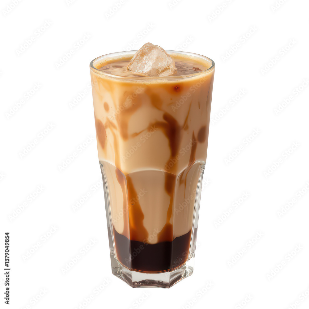 Iced Coffee with Caramel Drizzle in Glass Iced Coffee with Caramel Drizzle in Glass