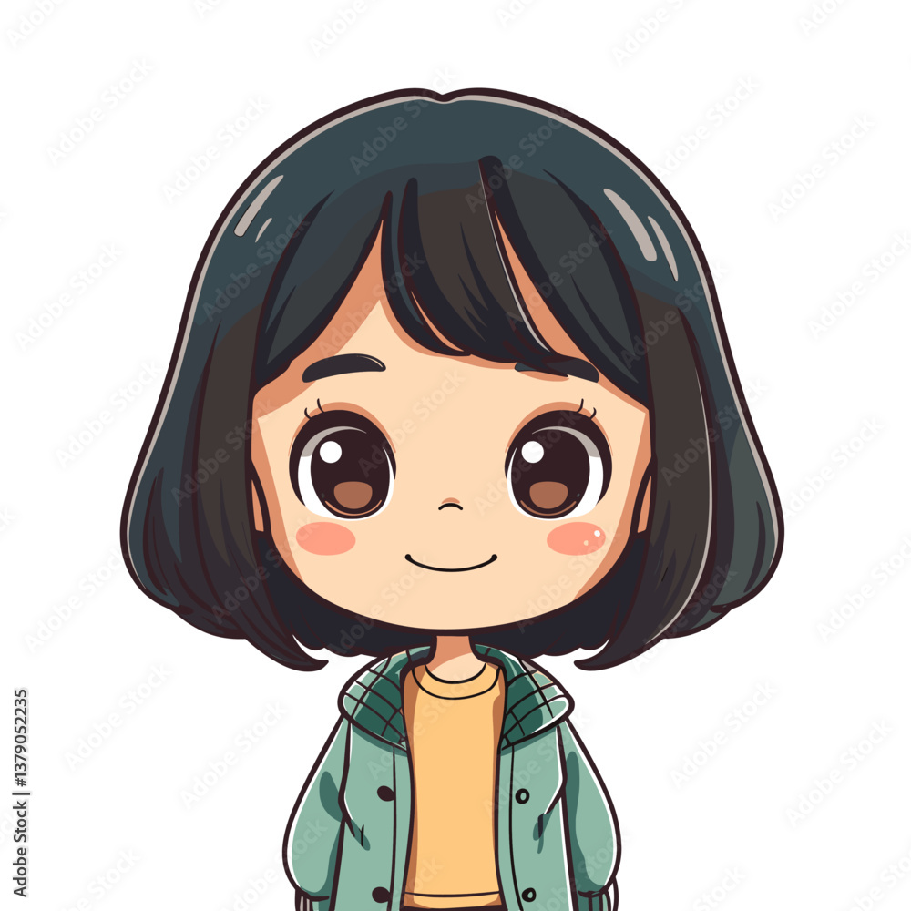 little girl with a big smile. Vector cartoon illustration little girl with a big smile. Vector cartoon illustration