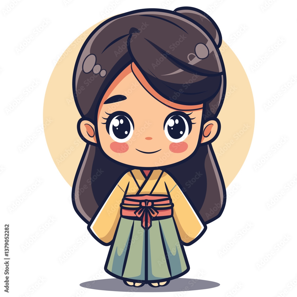cartoon character of a japanese girl in traditional costume cartoon character of a japanese girl in traditional costume