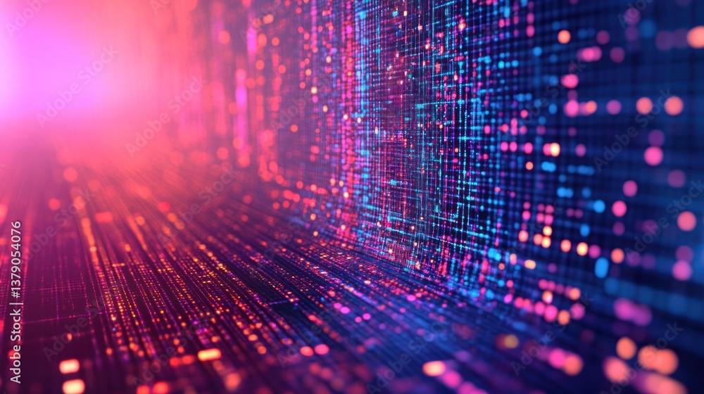Abstract digital data stream with colorful glowing elements and futuristic vibe Abstract digital data stream with colorful glowing elements and futuristic vibe