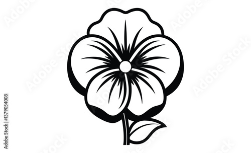 Hand drawn pansy flower silhouette