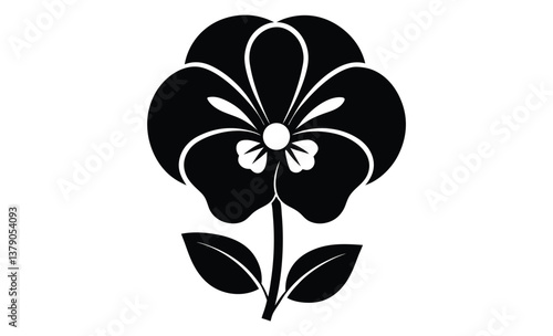 Hand drawn pansy flower silhouette