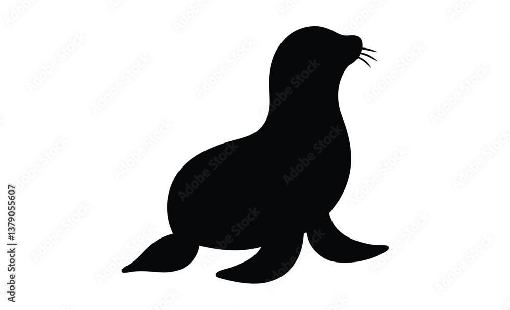 Seal on white background silhouette Seal on white background silhouette