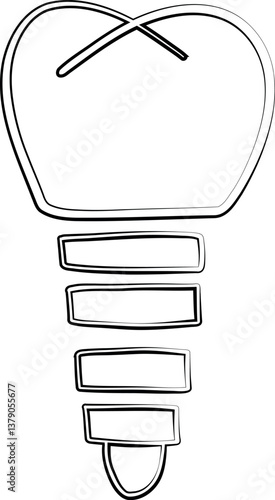 Dental Implant – Outline of a dental implant with threads at the bottom.