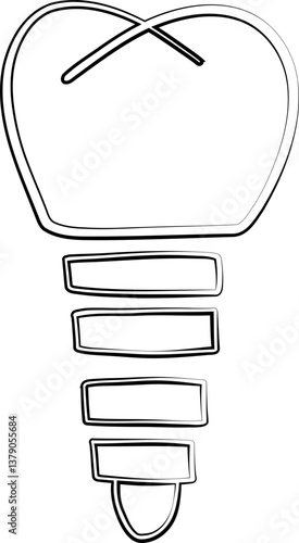 Dental Implant – Outline of a dental implant with threads at the bottom.