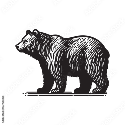 Simple Brown Bear Vector Design – Vintage Logo & Retro Illustration
