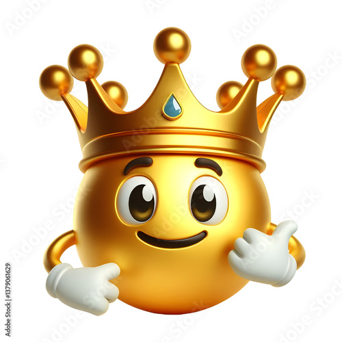 3D CUTE Golden crown . isolated on white background.