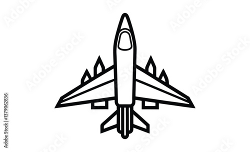 Aircraft isolated on white silhouette
