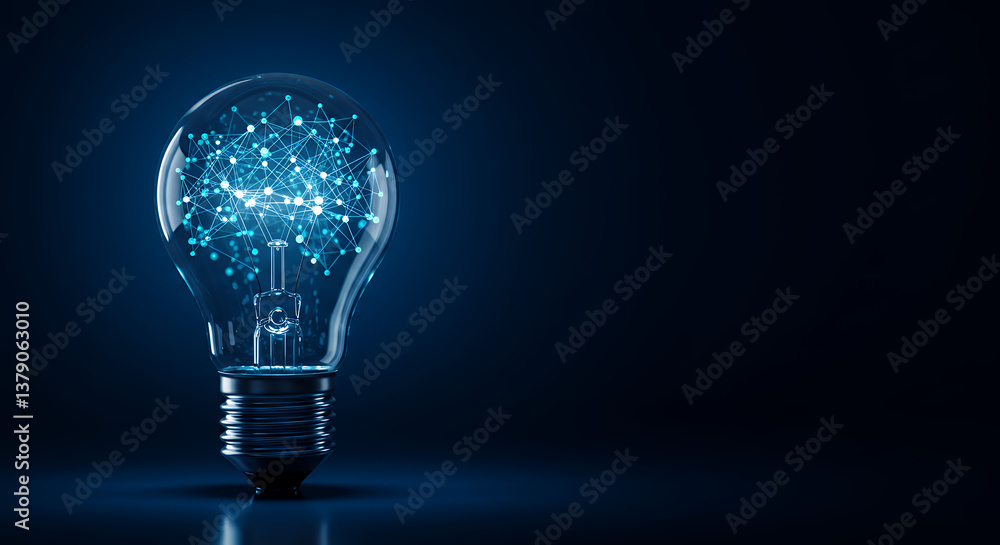 custom made wallpaper toronto digitalInnovative Thinking: Light Bulb with Neural Network Connection - Idea Generation, Technology, & Artificial Intelligence Concept
