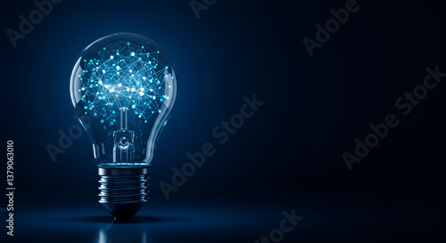Wallpaper Mural Innovative Thinking: Light Bulb with Neural Network Connection - Idea Generation, Technology, & Artificial Intelligence Concept Torontodigital.ca