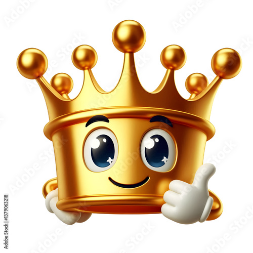 3D CUTE Golden crown . isolated on white background.