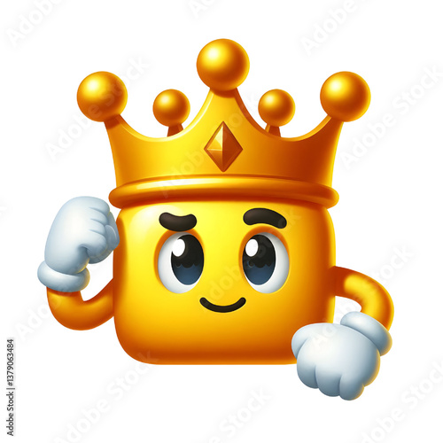 3D CUTE Golden crown . isolated on white background.