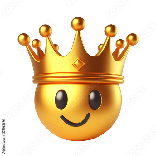 3D CUTE Golden crown . isolated on white background.