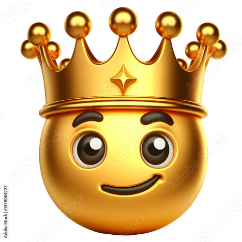 3D CUTE Golden crown . isolated on white background.