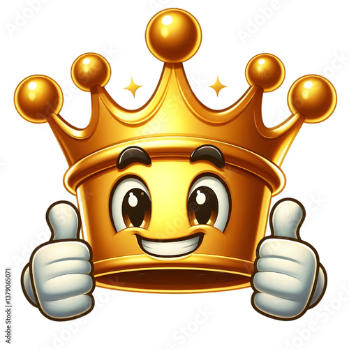 3D CUTE Golden crown . isolated on white background.