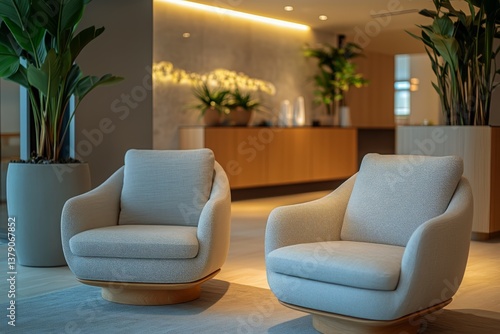 Cozy Modern Chairs in a Well-Lit Interior Design Space With Elegant Decor and...