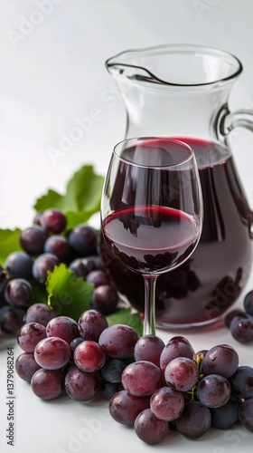 Red Wine Served in a Glass With Fresh Grapes Nearby During a Peaceful Afterno...