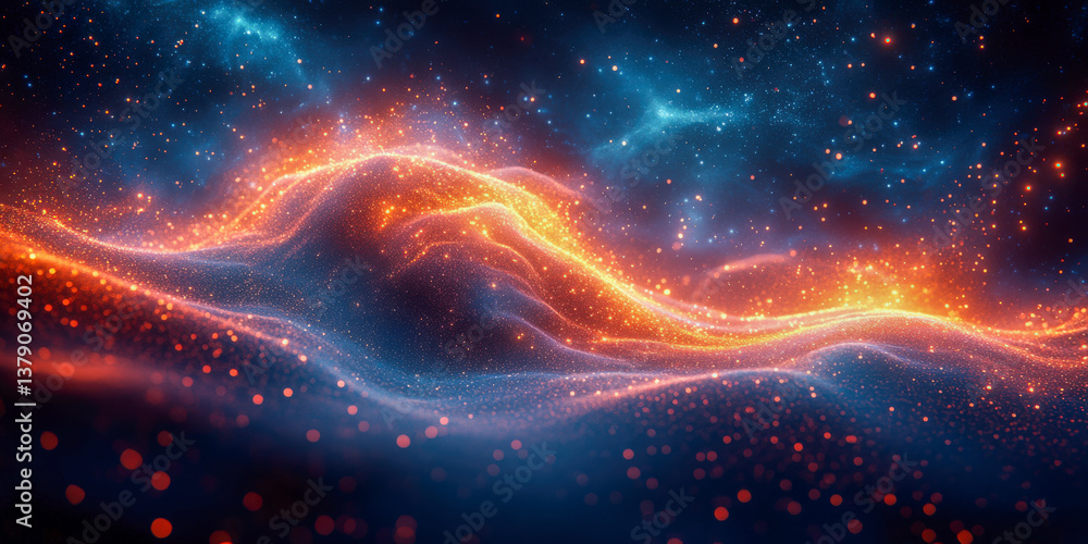 Vibrant cosmic waves illuminate the night with luminous abstract patterns and swirling colors of light Vibrant cosmic waves illuminate the night with luminous abstract patterns and swirling colors of light