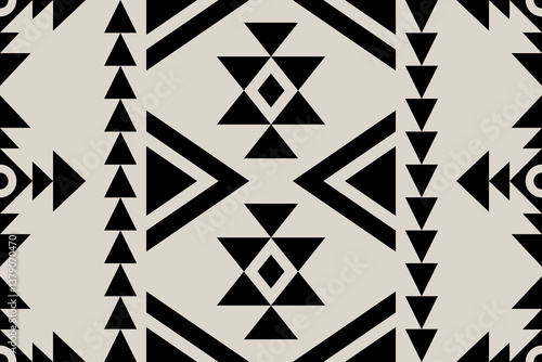 Navajo tribal vector pattern. Native American ornament. Ethnic South Western decor style. Boho geometric ornament.Ikat floral paisley embroidery blanket, rug, Woven carpet