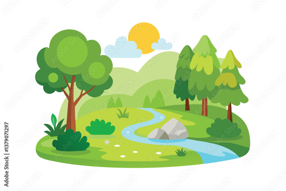 Obraz premium landscape with trees and lake