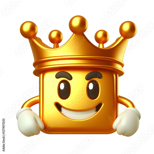 3D CUTE Golden crown . isolated on white background.