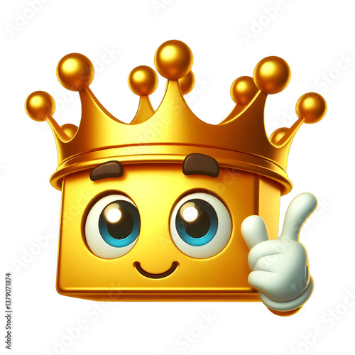 3D CUTE Golden crown . isolated on white background.
