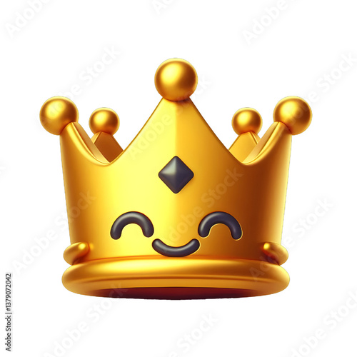 3D CUTE Golden crown . isolated on white background.