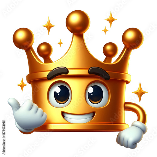 3D CUTE Golden crown . isolated on white background.
