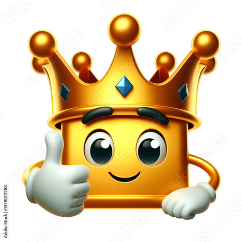 3D CUTE Golden crown . isolated on white background.