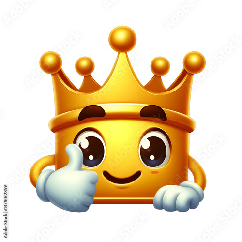 3D CUTE Golden crown . isolated on white background.