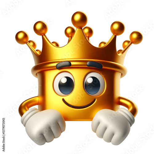 3D CUTE Golden crown . isolated on white background.