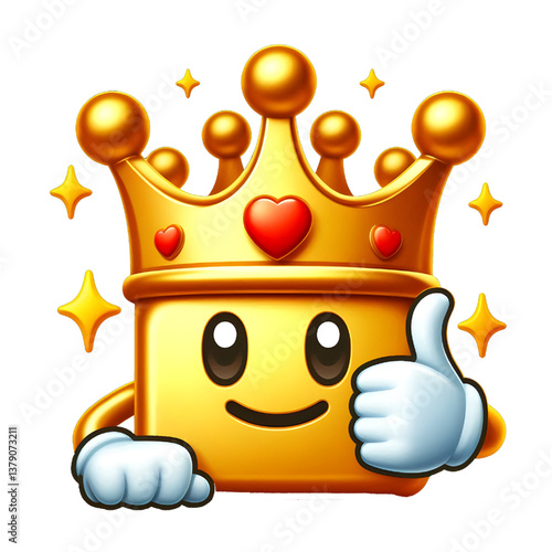 3D CUTE Golden crown . isolated on white background.