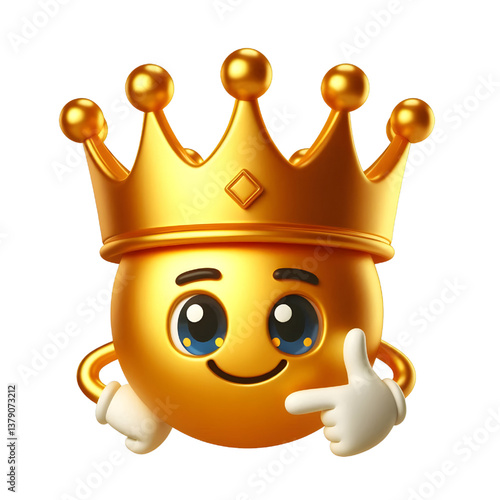 3D CUTE Golden crown . isolated on white background.