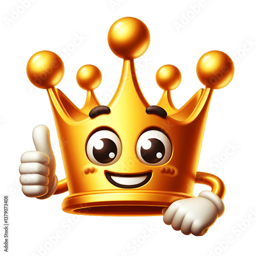 3D CUTE Golden crown . isolated on white background.