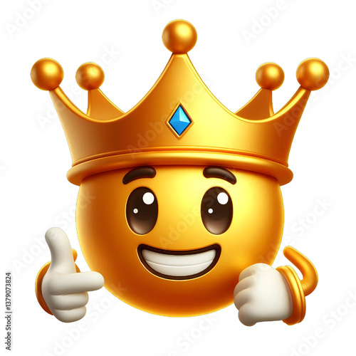 3D CUTE Golden crown . isolated on white background.