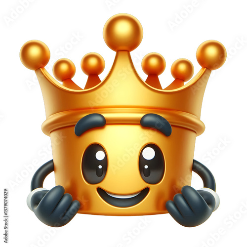 3D CUTE Golden crown . isolated on white background.