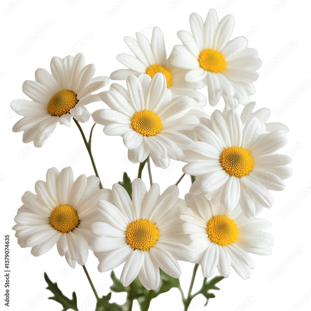 Fototapeta premium White Daisies with Yellow Centers - Minimal Bouquet on White